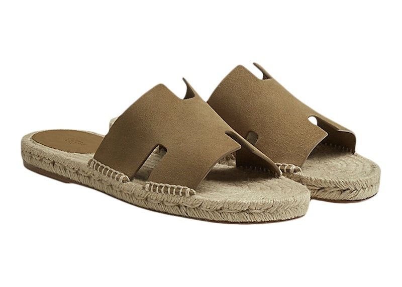 Hermes Antigua Espadrille Beige Gobi Suede Goatskin