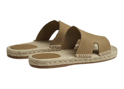 Hermes Antigua Espadrille Beige Gobi Suede Goatskin