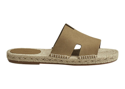Hermes Antigua Espadrille Beige Gobi Suede Goatskin