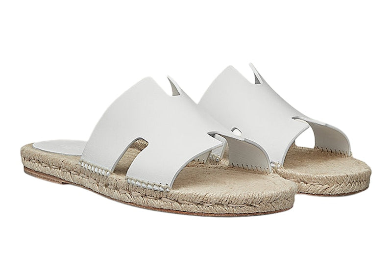 Hermes Antigua Espadrille Blanc Calfskin Leather