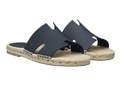 Hermes Antigua Espadrille Bleu Indigo Calfskin Leather