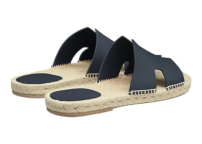Hermes Antigua Espadrille Bleu Indigo Calfskin Leather