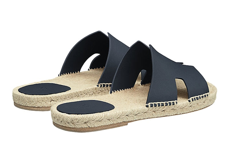 Hermes Antigua Espadrille Bleu Indigo Calfskin Leather