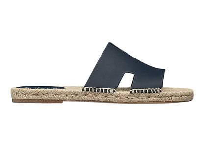 Hermes Antigua Espadrille Bleu Indigo Calfskin Leather