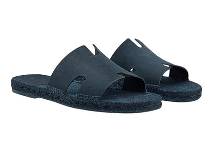 Hermes Antigua Espadrille Denim Fonce Suede Goatskin