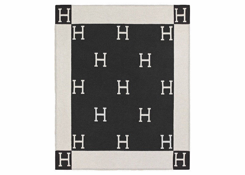Hermes Avalon Throw Blanket Ecru/Gris Fonce