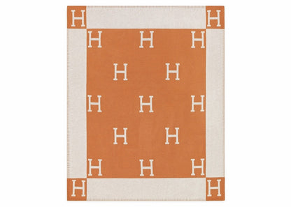 Hermes Avalon Throw Blanket Ecru/Potiron