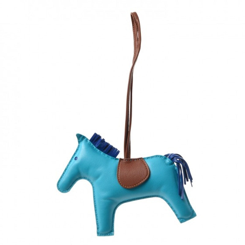 Hermes Bag Charm Milo Rodeo Horse Lambskin GM Bleu Azteque/Bleu Electrique/Fauve