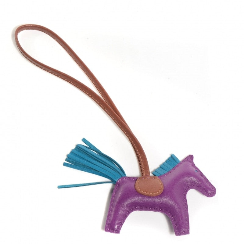 Hermes Bag Charm Rodeo Horse Milo PM Anemone/Bleu Izmir/Fauve