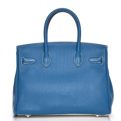 Hermes Birkin Clemence 30 Mykonos/Blanc