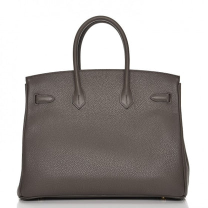Hermes Birkin Taurillon Clemence 35 Etain