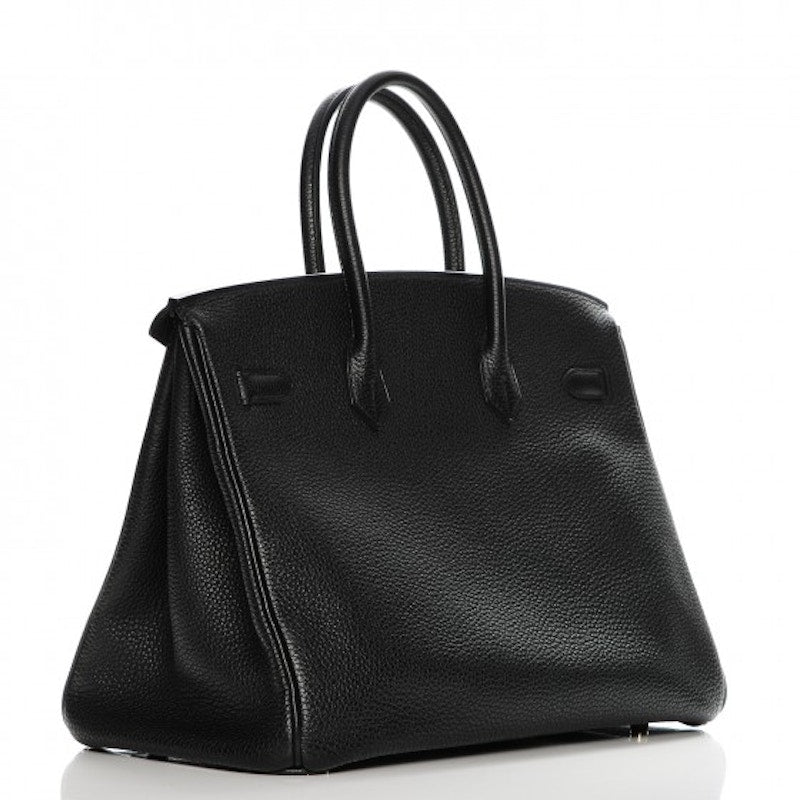 Hermes Birkin Togo 35 18k Gold-tone Noir