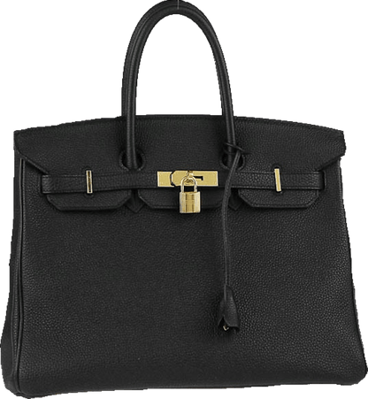 Hermes Birkin Togo 35 18k Gold-tone Noir