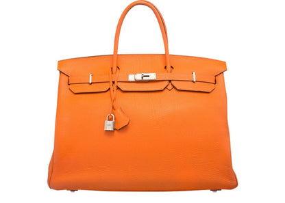 Hermes Birkin Togo 40 Silver-tone Orange