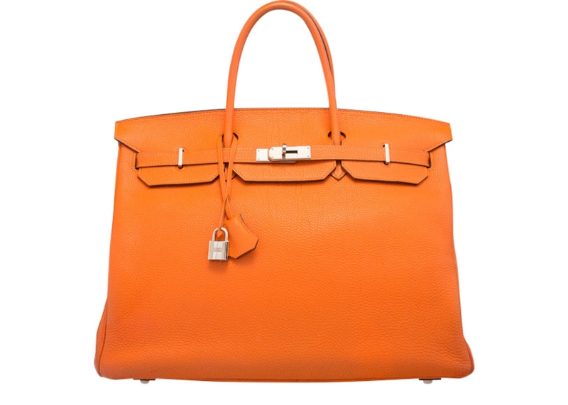 Hermes Birkin Togo 40 Silver-tone Orange