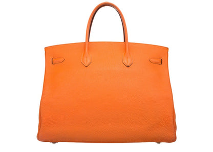 Hermes Birkin Togo 40 Silver-tone Orange