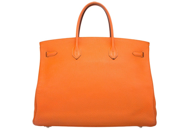 Hermes Birkin Togo 40 Silver-tone Orange