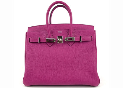 Hermes Birkin Togo Palladium 25 Rose Pourpre