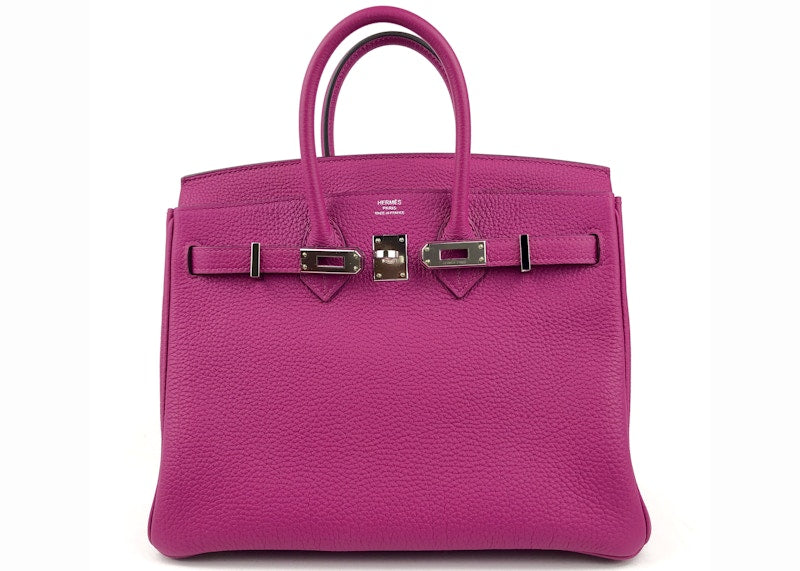 Hermes Birkin Togo Palladium 25 Rose Pourpre