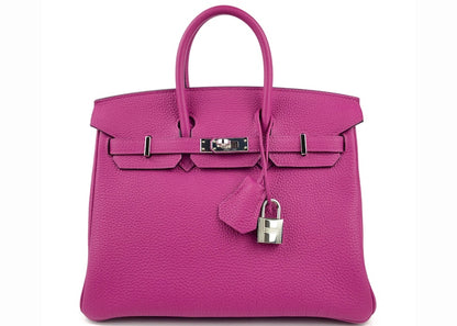 Hermes Birkin Togo Palladium 25 Rose Pourpre