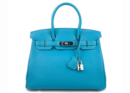 Hermes Birkin Togo Palladium 30 Turquoise
