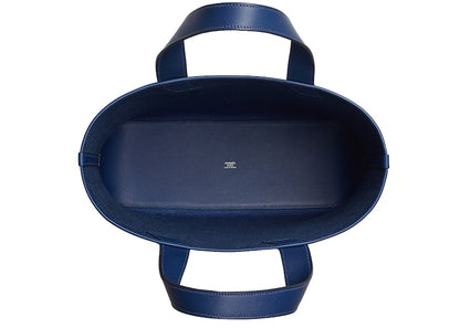 Hermes Cabas H en Biais 40 bag Bleu France/Noir/Bleu Saphir