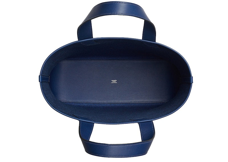 Hermes Cabas H en Biais 40 bag Bleu France/Noir/Bleu Saphir