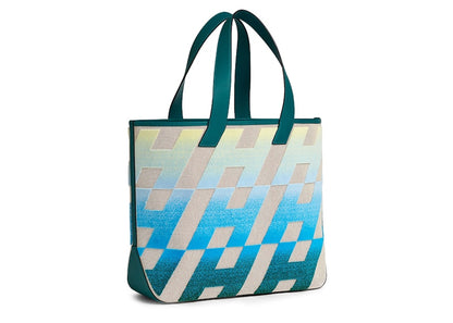 Hermes Cabas H en Biais 40 bag Ecru/Beige/Jaune Pale/Bleu/Vert Bosphore