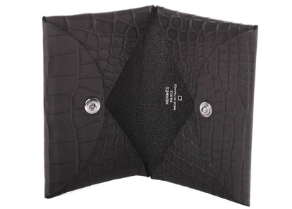 Hermes Card Case Matte Alligator Calvi Graphite