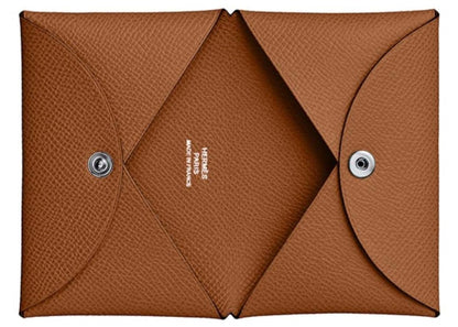 Hermes Card Holder Calvi Epsom Gold