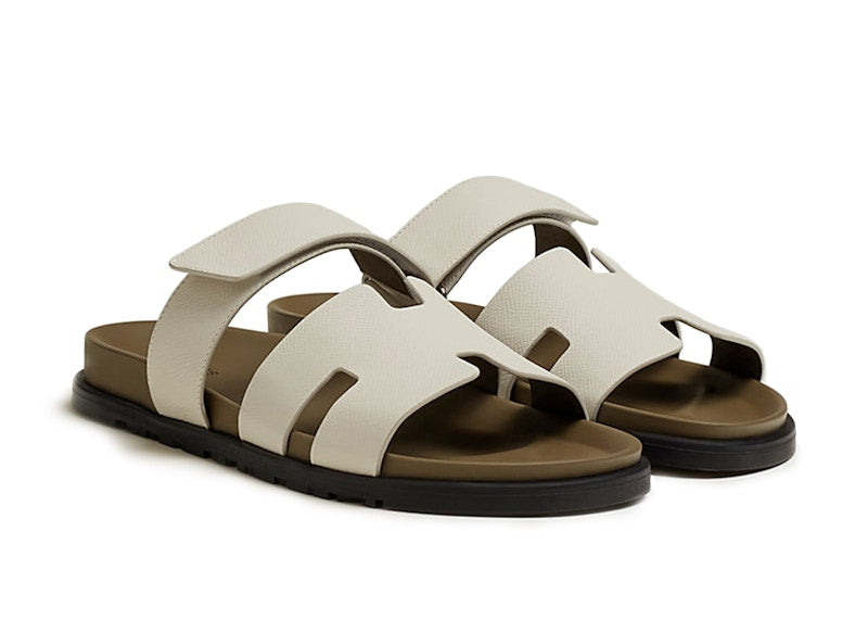 Hermes Chypre Sandal Beige Glaise Vert Toundra Grained Leather (M)
