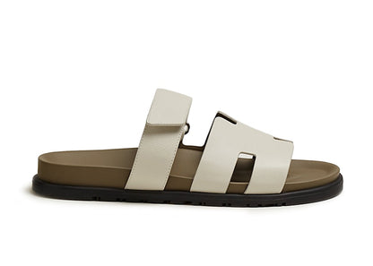 Hermes Chypre Sandal Beige Glaise Vert Toundra Grained Leather (M)