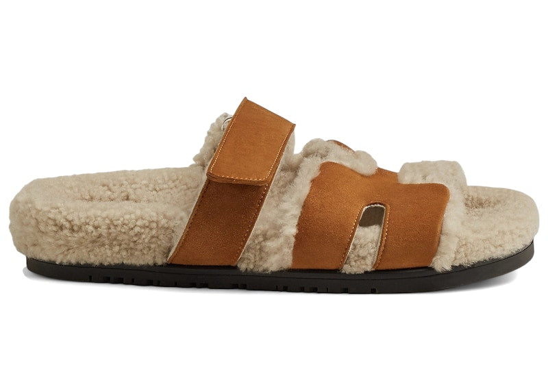 Hermes Chypre Sandal Natural Écru Shearling (Women's)