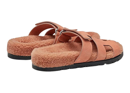 Hermes Chypre Sandal Rose Aube Suede Wookskin (Women's)