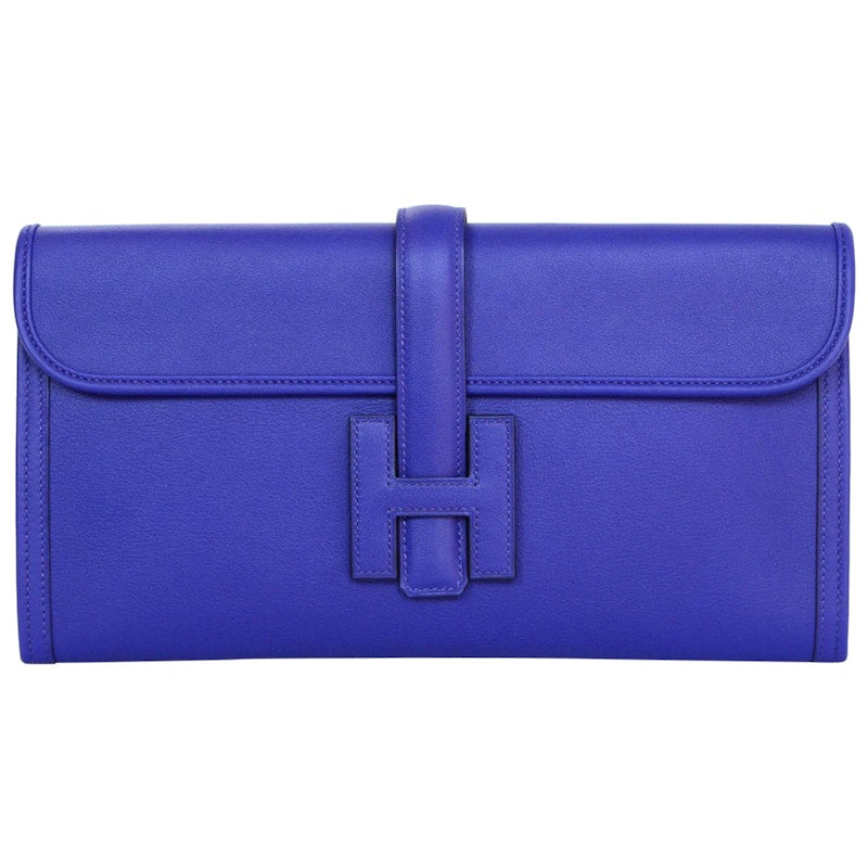 Hermes Jige Elan Clutch Swift 29 Bleu Electrique