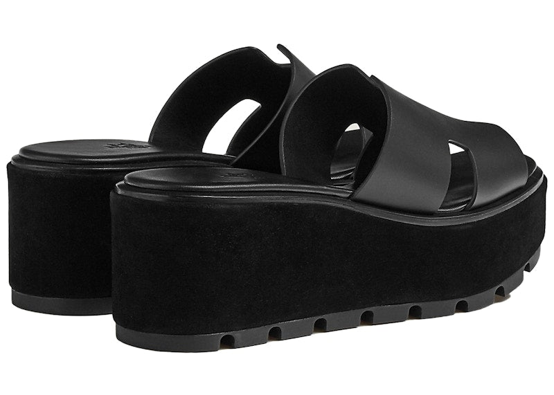 Hermes Eze 30 Sandal Noir Leather