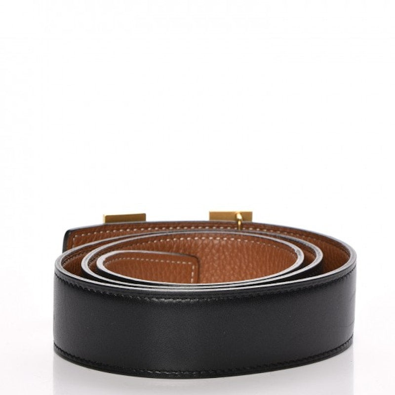 Hermes H Belt Box/Togo 32mm Noir/Gold