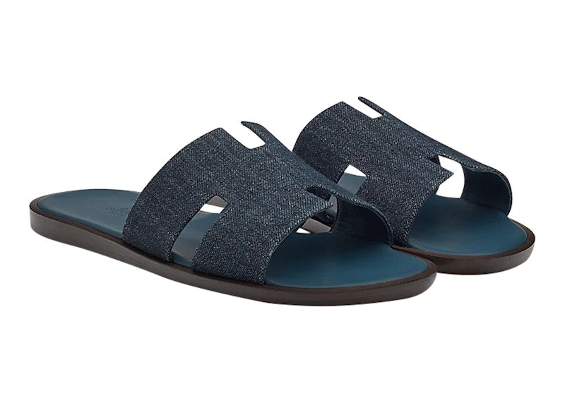 Hermes Izmir Sandal Bleu Brut Denim Calfskin Leather