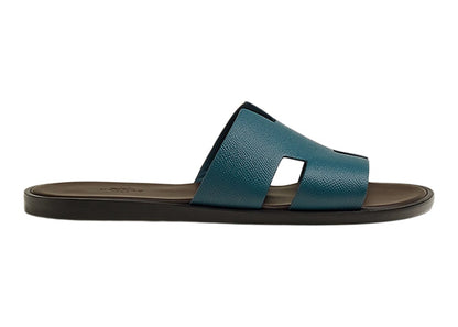 Hermes Izmir Sandal Bleu Canard Marron Ébène Epsom Calfskin Leather