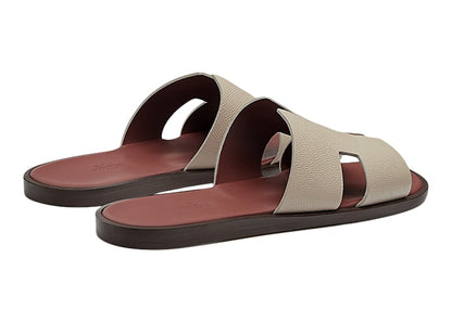 Hermes Izmir Sandal Blanc Gomme Marron Epsom Leather