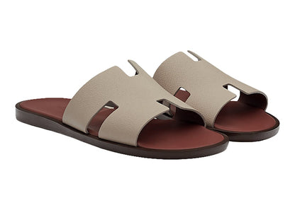 Hermes Izmir Sandal Blanc Gomme Marron Epsom Leather