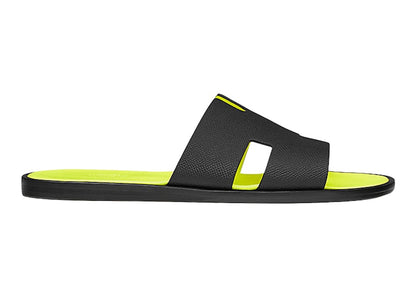 Hermes Izmir Sandal Noir Jaune Fluo Epsom Leather
