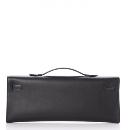 Hermes Kelly Cut Pochette Swift Palladium Black