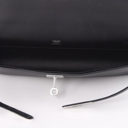 Hermes Kelly Cut Pochette Swift Palladium Black