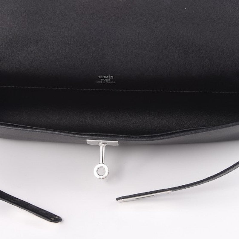 Hermes Kelly Cut Pochette Swift Palladium Black