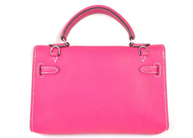 Hermes Kelly Epsom Palladium Micro 15 Rose Tyrien