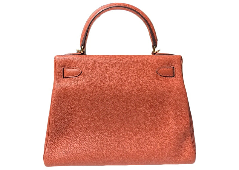 Hermes Kelly Feu Gold-tone 28 Fire Orange