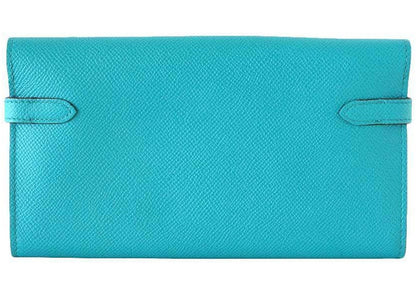 Hermes Kelly Classic Wallet Epsom Bleu Paon