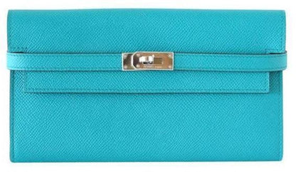 Hermes Kelly Classic Wallet Epsom Bleu Paon