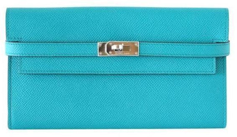 Hermes Kelly Classic Wallet Epsom Bleu Paon